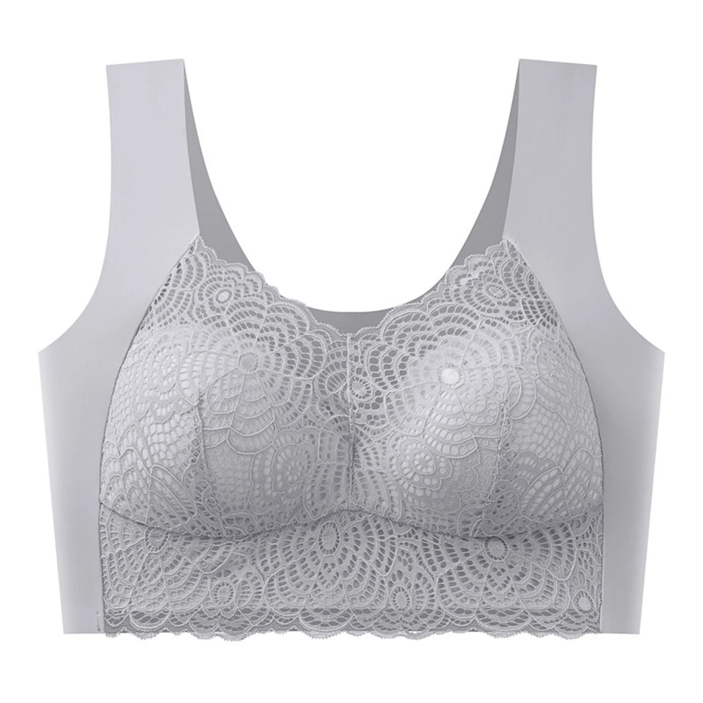 Sexy Bra Thin Lace Wireless Bra No Underwire Anti Shake Side Breast Reduction Seamless Underwear for Women Chinese Brand Oasis Select Gray 40