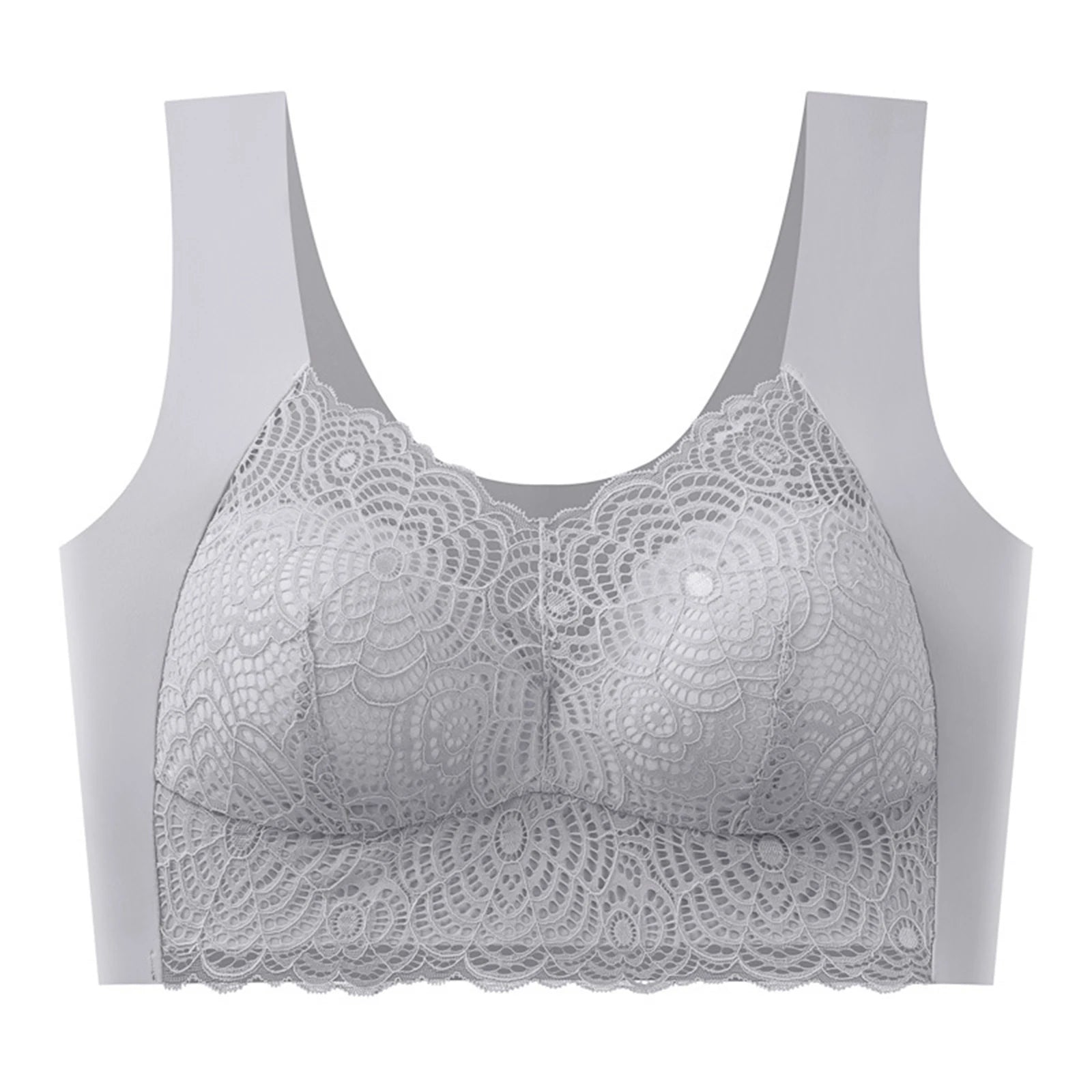 Sexy Bra Thin Lace Wireless Bra No Underwire Anti Shake Side Breast Reduction Seamless Underwear for Women Chinese Brand Oasis Select Gray 40
