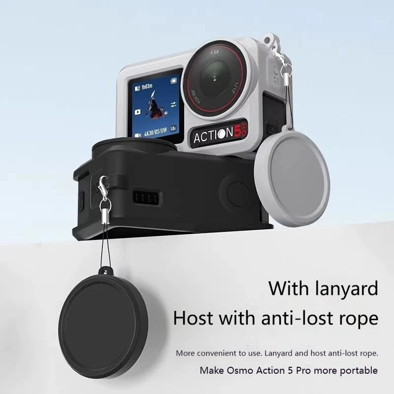 DJI Osmo Action 5 Pro Silicone Case + Lens Cap Cover