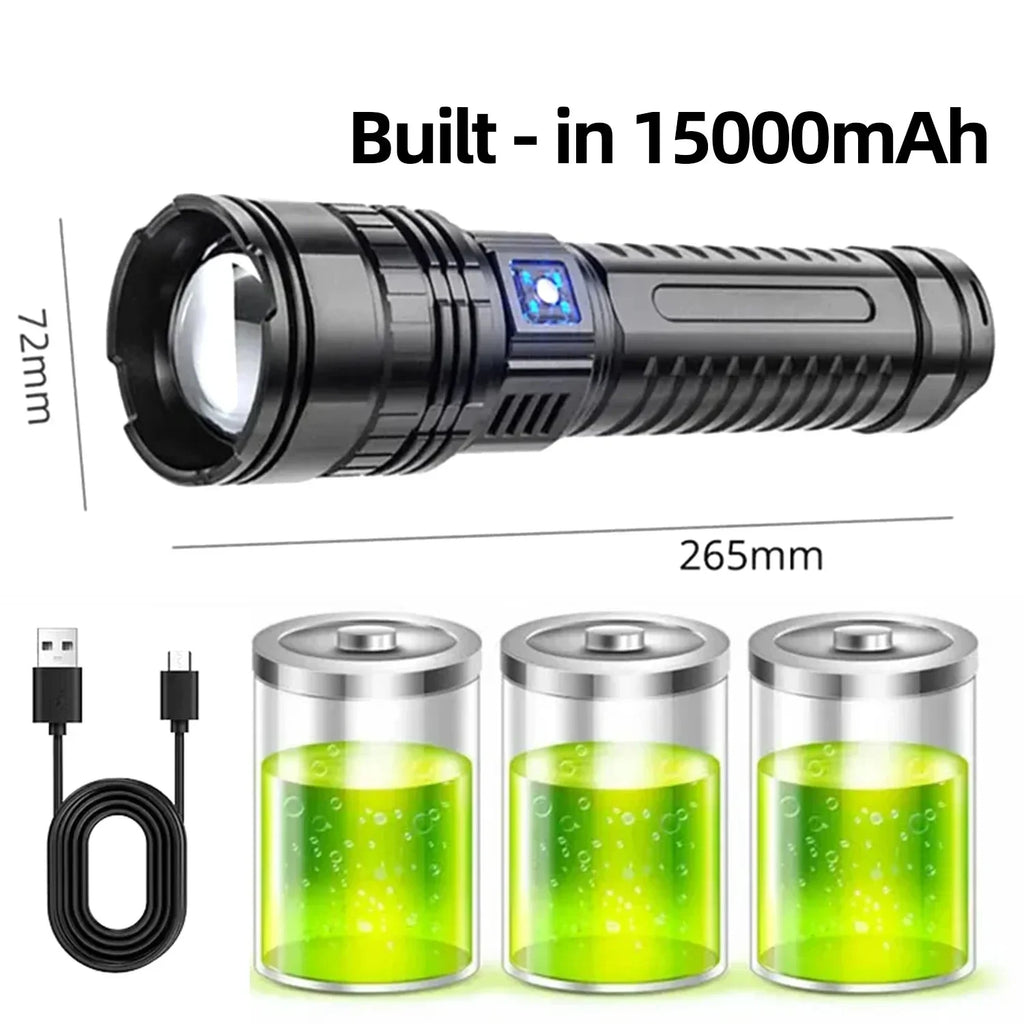 ESMARTER S33 Tactical LED Flashlight – 1500W Rechargeable Torch