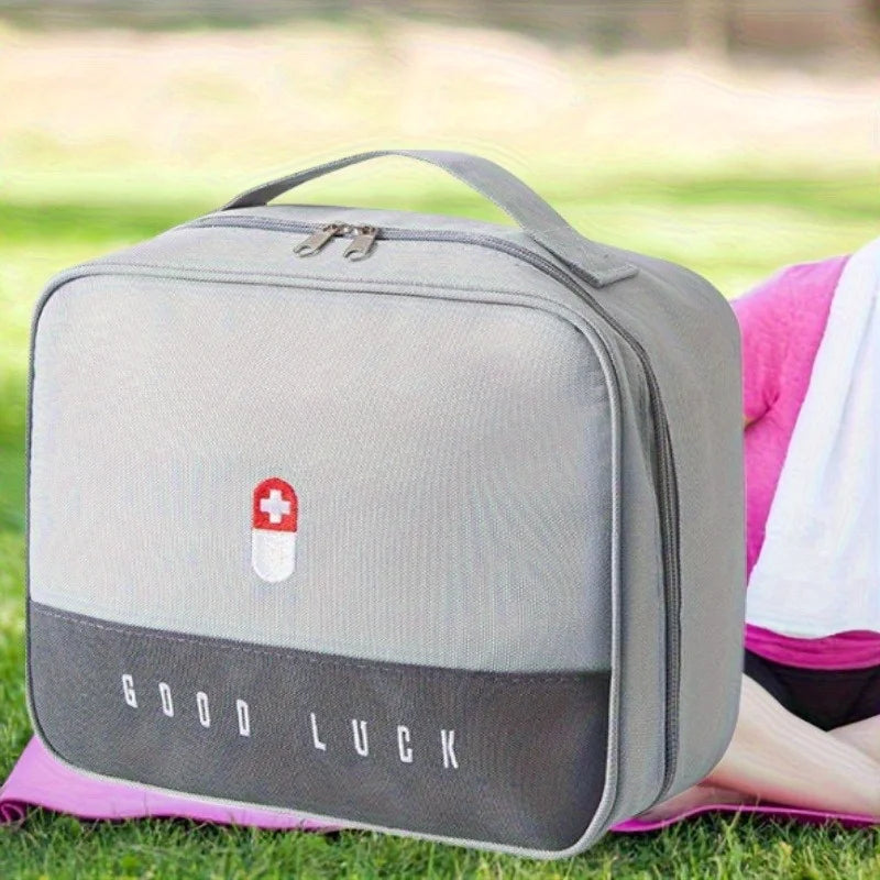 1pc Grey Household Medical Emergency Kit Portable Large Capacity Portable Multifunctional Layered Storage Kit Oasis Select