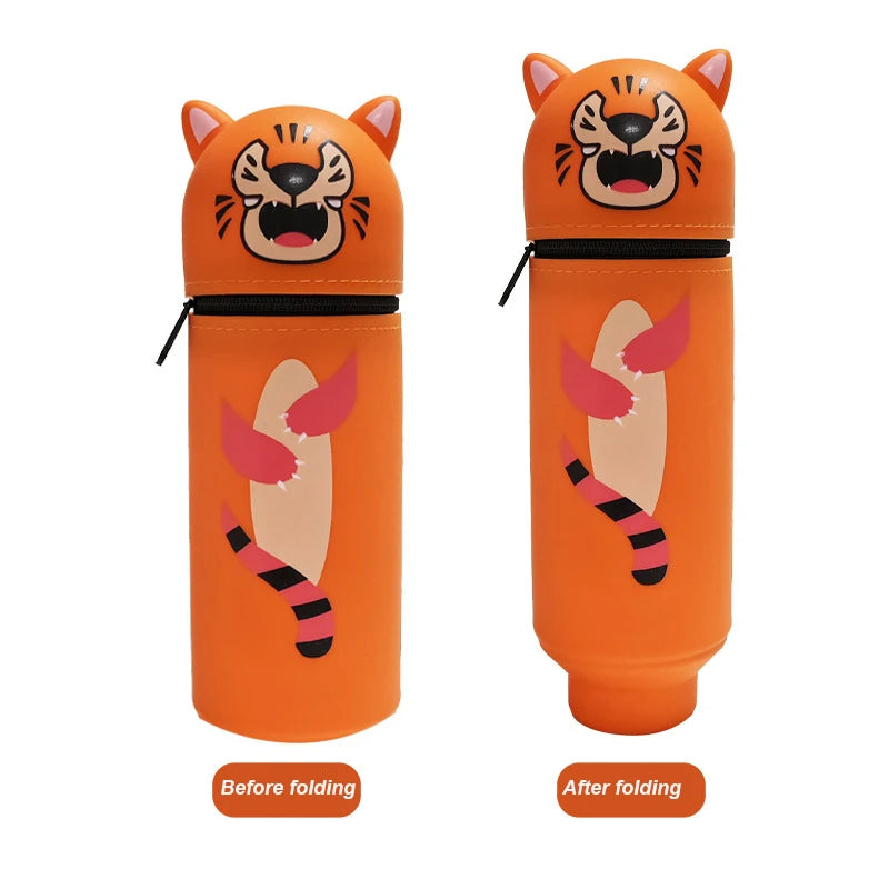 Animal standing pencil case, pen holder suitable for students, school, office, back-to-school gifts Oasis Select tiger