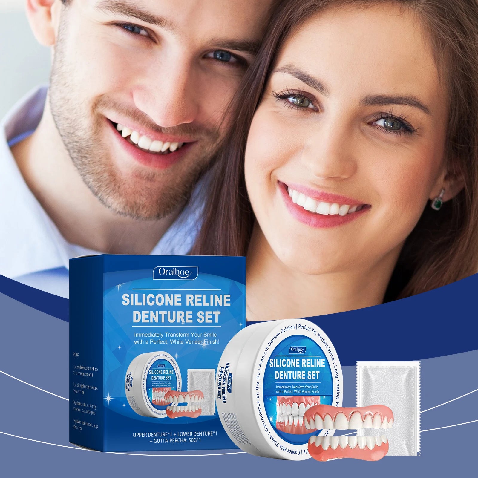 Denture Silicone Kit Silicone Liners Soft Kit Soft Denture Kit Teeth Upper And Lower Set Easy Use Dental care Hide Broken Teeth Oasis Select
