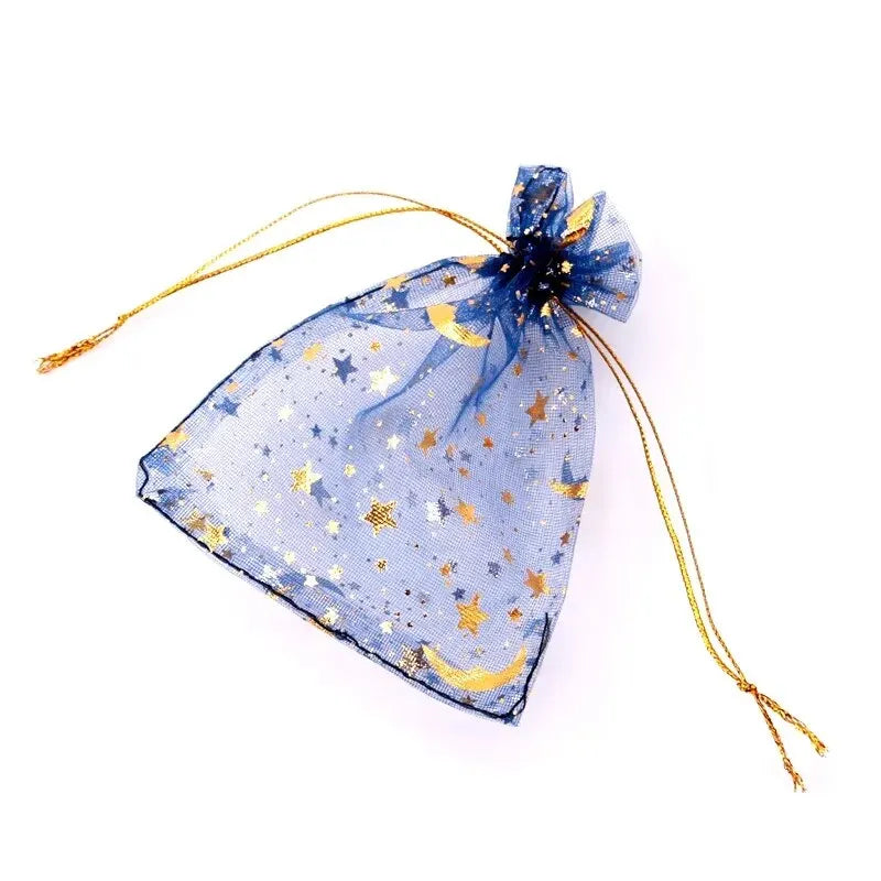 50pcs Star Moon Organza Drawstring Gift Bags – Wedding Favors