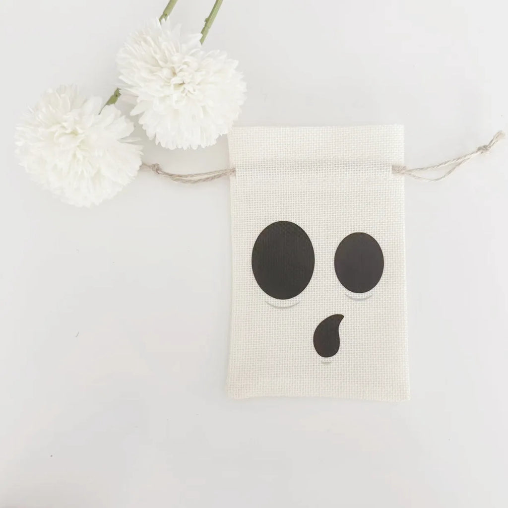 Halloween Ghost Drawstring Candy Bag | Cotton Linen Treat Sack