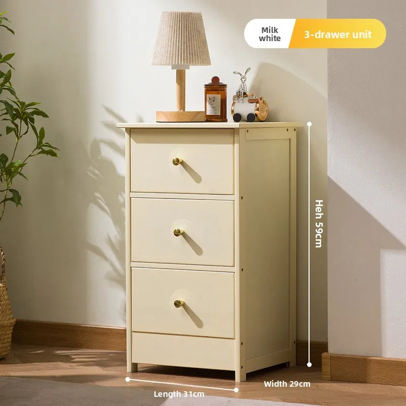 Bookcase storage cabinet chest cabinet lattice cabinet children's log storage bedside table multi-layer dining side cabinet Oasis Select Milk White 3