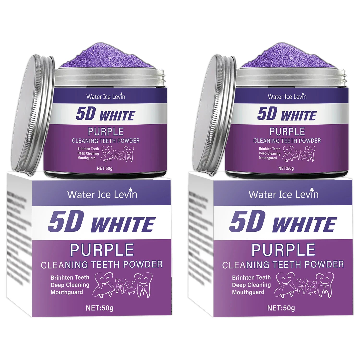 Purple Teeth Whitening Powder 50g – Pearl Essence Deep Clean Teeth Whitening Powder Oasis Select 2 Pieces