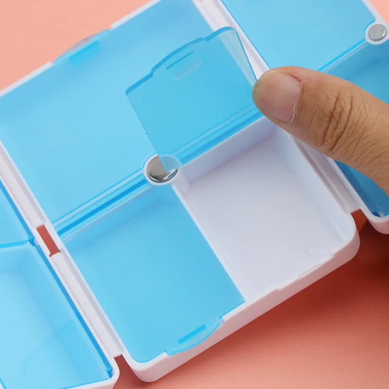 Pill Box 7 Grids Portable Double Layer Mini Medicine Box Sealed Moisture Proof One Key To Open The Cover Oasis Select