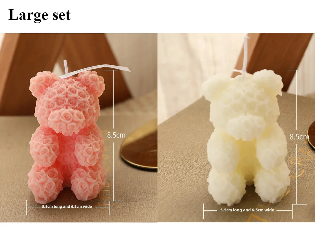 Hand Gift Creative Rose Bear Home Decoration Fragrance Advanced Atmosphere Birthday Gift Scented Candle Oasis Select Large set