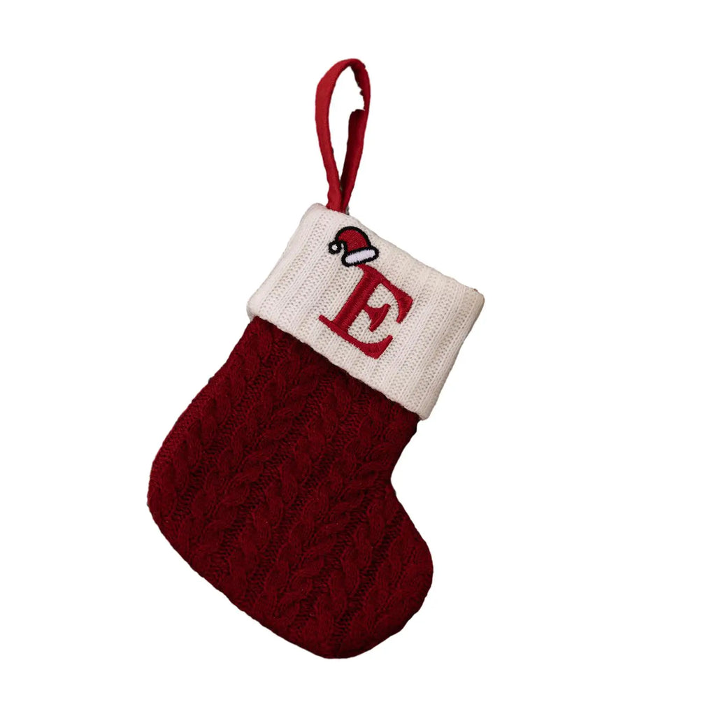 Knitted Christmas Stocking Ornament – Snowflake & Alphabet