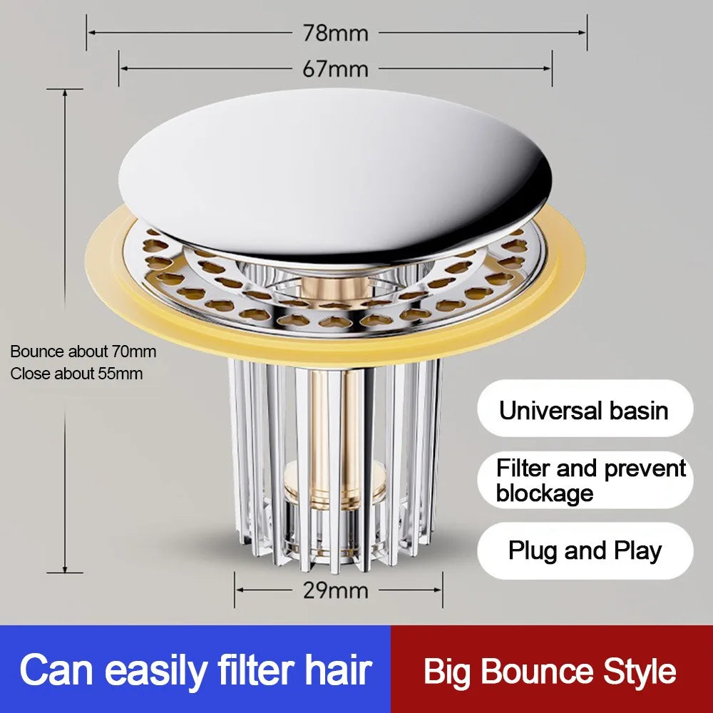 Plastic Floor Drain Filter Mesh Hair Trap Anti-clog Pop Up Drain Filter Multifunctional Sealing Cover Shower Leak Net Oasis Select Type2-yellow