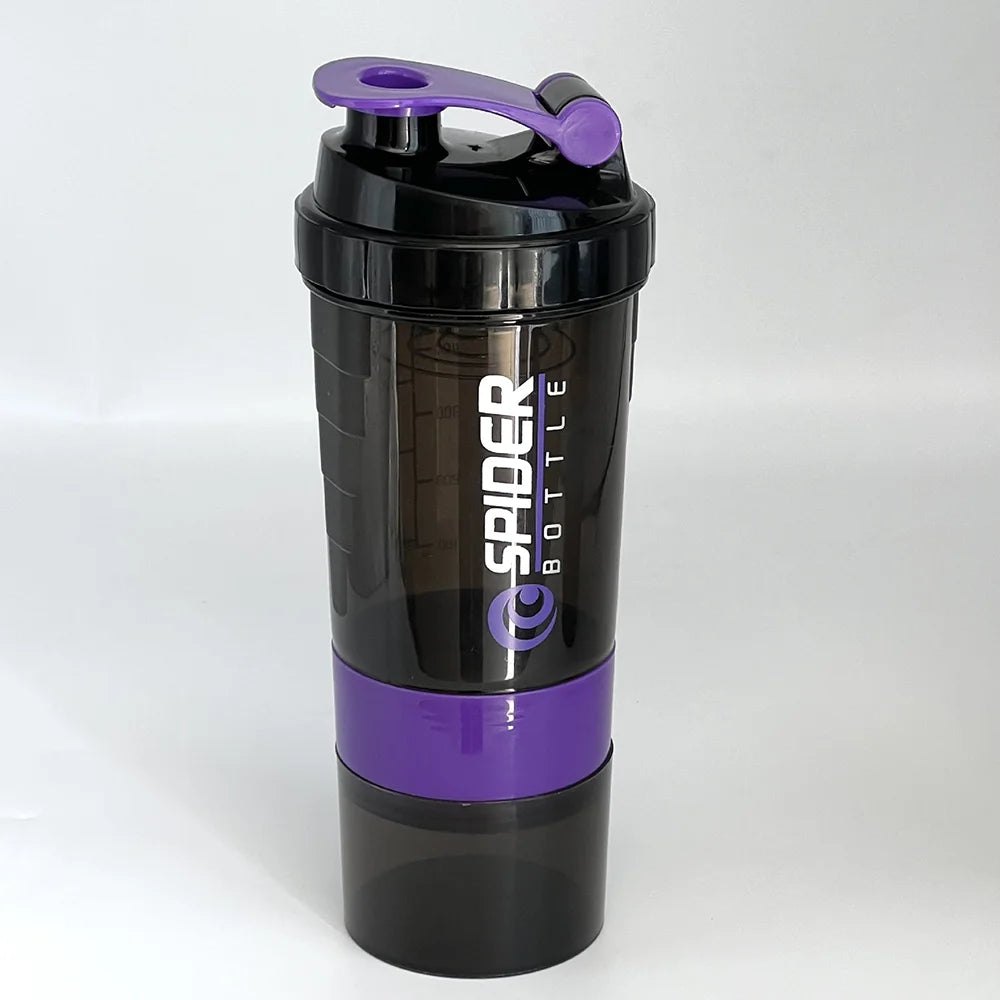 3 Layers Shaker Protein Bottle Powder Shake Cup Water Bottle Plastic Mixing Cup Body Building Exercise Bottle Oasis Select PURPLE 501-600ml