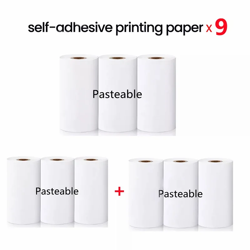 Mini Printer Thermal Paper Label Sticker Colorful Adhesive Self-adhesive Paper For Wireless Bluetooth Photo Inkless Printer 57mm Oasis Select 9pcs Self-adhesive
