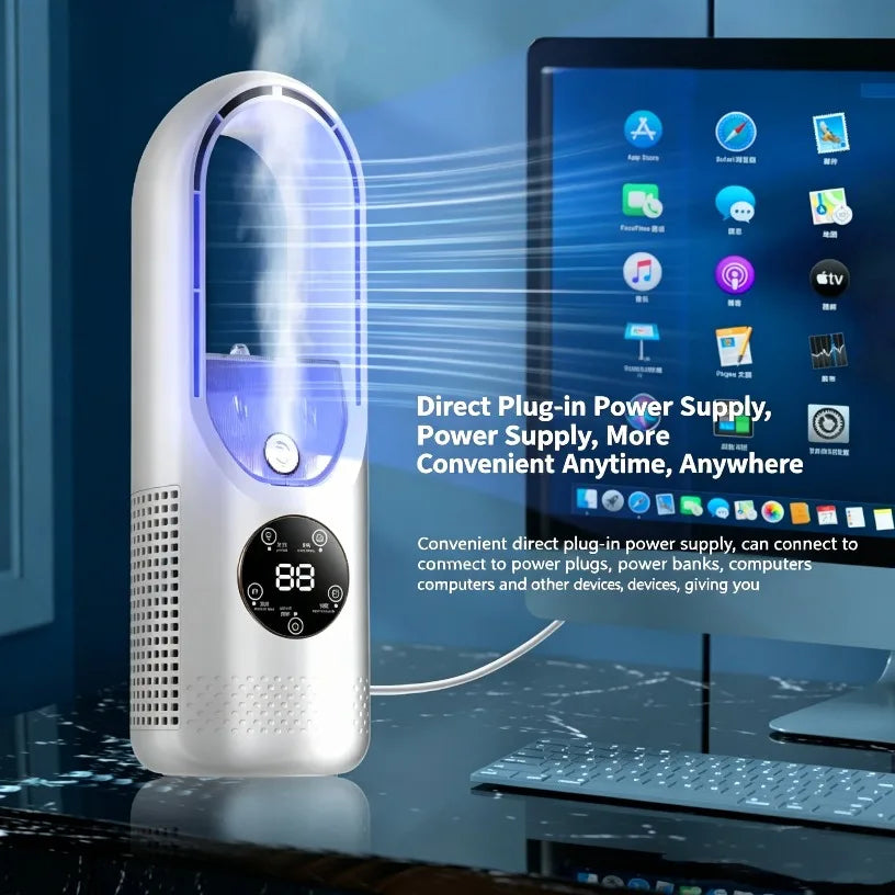 Mini Air Cooler 3 In 1 Portable Desktop Mist Cooling Fan Humidifier with RGB Night Light Silent 100ml Tank for Office Home Oasis Select