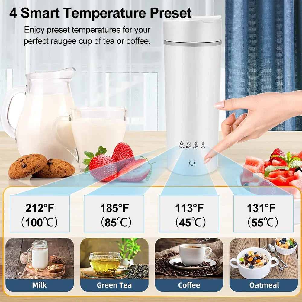 Portable Electric Kettle Mini Electric Kettle Tea Coffee Pot Anti-Scald Water Thermal Cup Keep Warm Hot Water Bottle for Travel Oasis Select