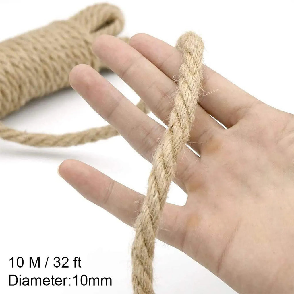 10mm Natural Hemp Rope Tug Of War Rope Household DIY Decorative Rope 10 M For DIY & Arts Crafts Packing Floristry Bundling Oasis Select
