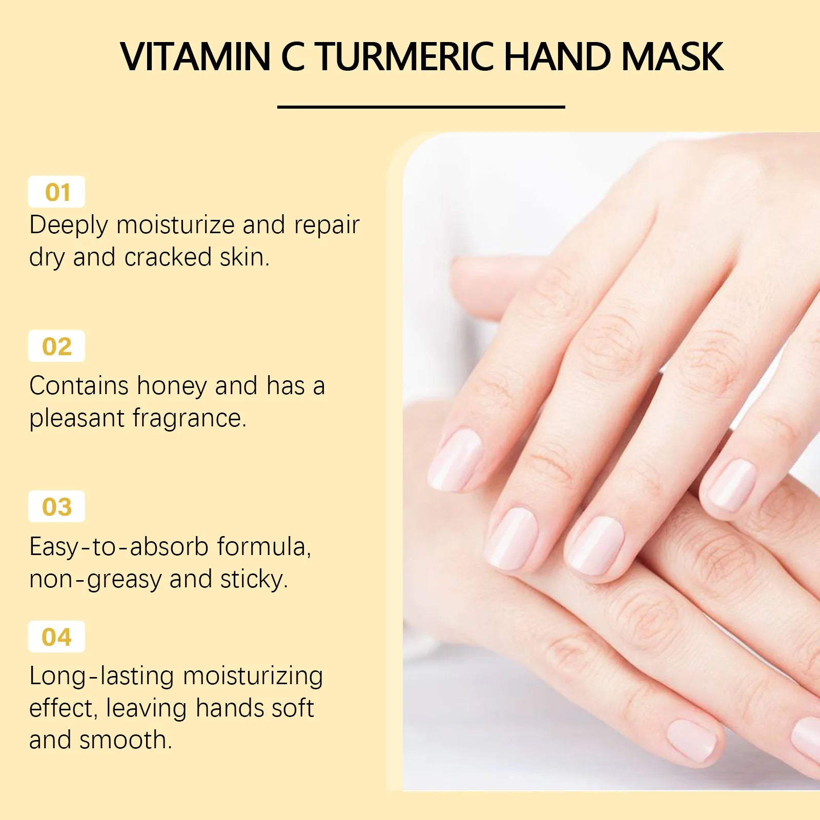 Vitamin C Turmeric Peel Off Hand Mask Moisturizing Nourishing Smoothing Skin Hydrating Improve Roughness Hand Skin Care Oasis Select
