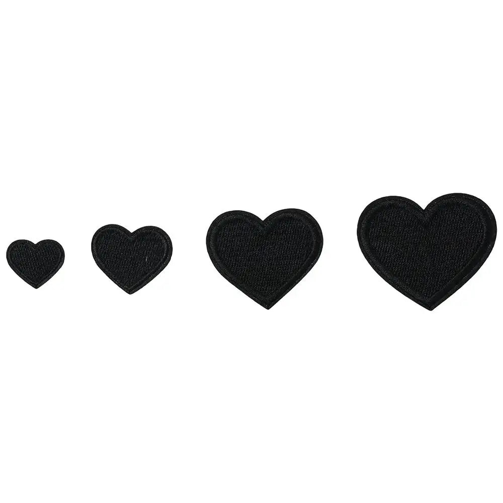 Heart Shape heart patches Red Black embroidered sew on patches heart Mini Heart 4 Sizes iron on heart patches for clothing Oasis Select