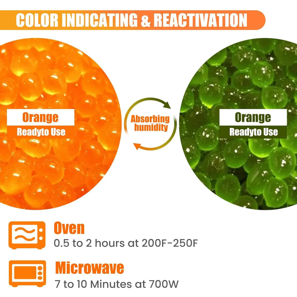 Orange Silica Gel Beads 3-5mm Indicating Reusable Desiccant Rechargeable Moisture Absorber For 3D Printers Cameras & Electronics Oasis Select