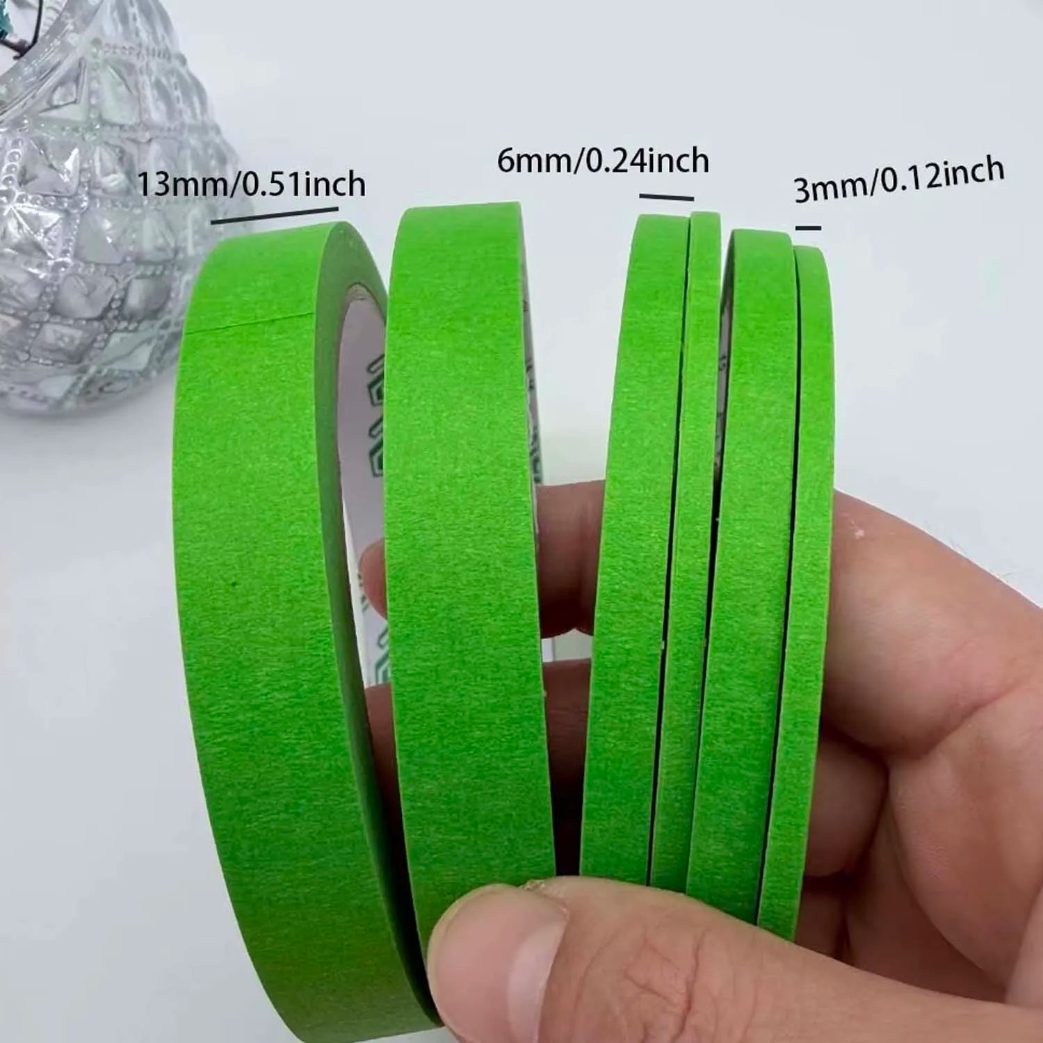 3/6 Rolls 3size Colorful Paper Masking Painters Tapes Painting Labeling Arts Crafts,Removal for Crafts, Labeling,DIY Decorative Oasis Select 6pcs green