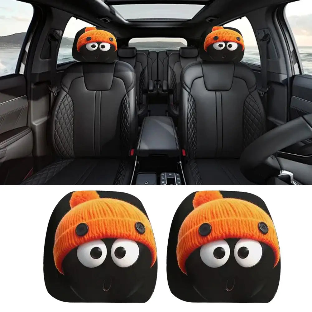 2-Pack Cartoon Smiley Face Car Headrest Covers – Washable Car Headrest Cover Oasis Select