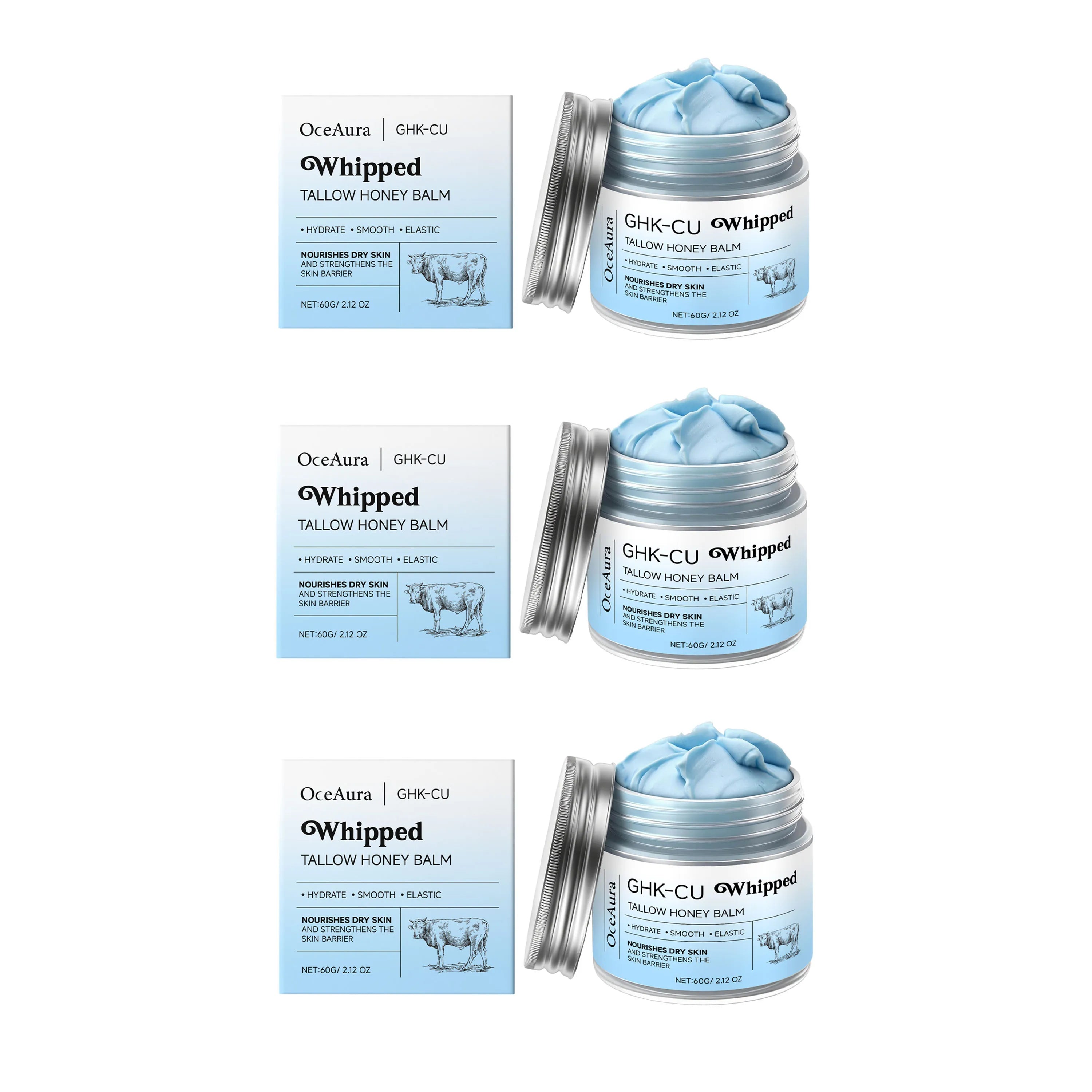 OceAura Beef Tallow & Honey Moisturizing Cream – 60g Body Moisturizing Cream Oasis Select 3pcs