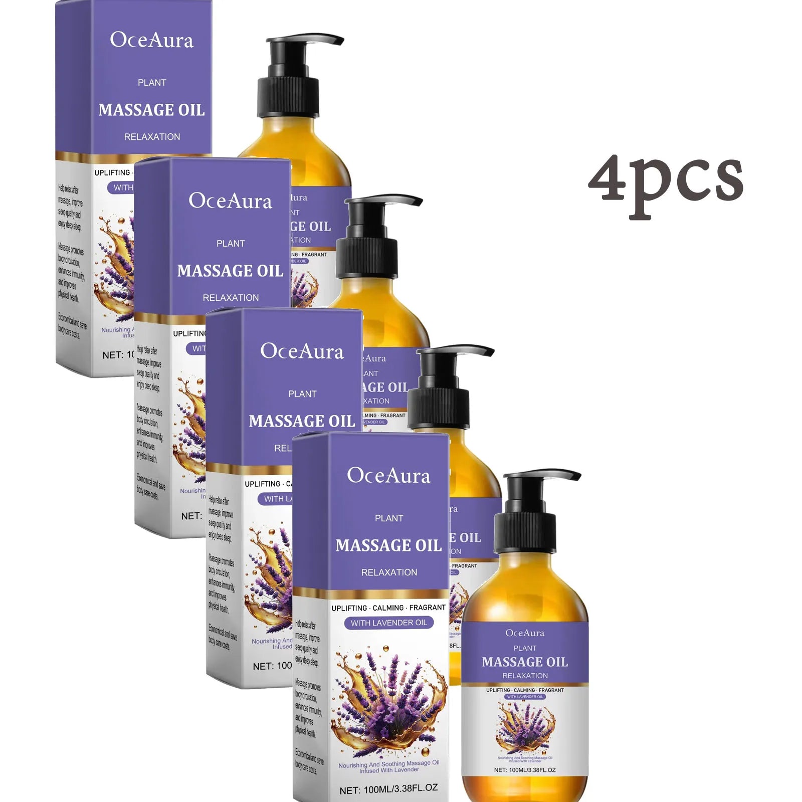 Lavender Essential Oil Relief Stress Improve Sleep Spa Moisturizing Comfortable Calming Nourishing Body Relaxing Massage Essence Oasis Select 400ml Boxed Other