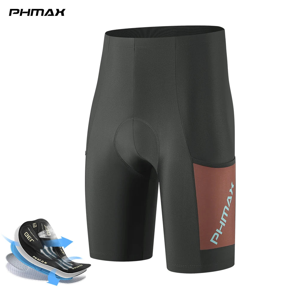 PHMAX Men's Padded Cycling Shorts 5D Silicone Gel Pad Bicycle Shorts Breathable Quick Drying MTB Bike Shorts with Pockets Oasis Select PM-DK-44503 M