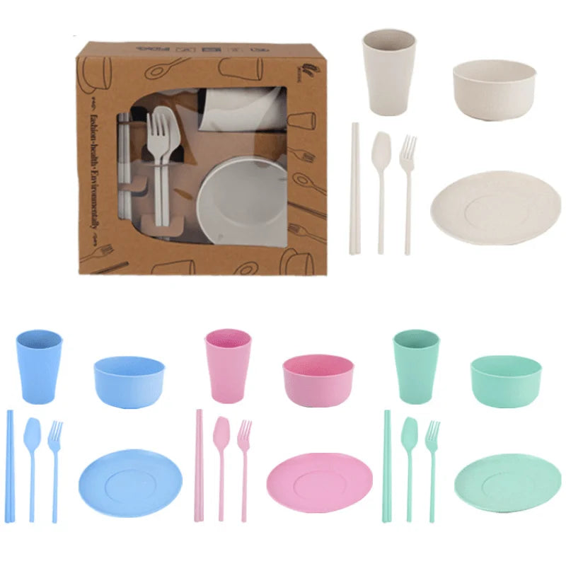 6Pcs Tableware Set Wheat Straw Cutlery Dinnerware Set Unbreakable Tableware Dishes Camping Set Of Dishes Dinnerware Oasis Select