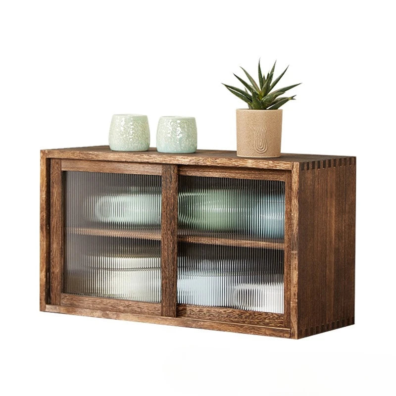 Desktop solid wood storage box, cup storage cabinet, tea set and water cup shelf, glass tableware storage, dust-proof cabinet Oasis Select