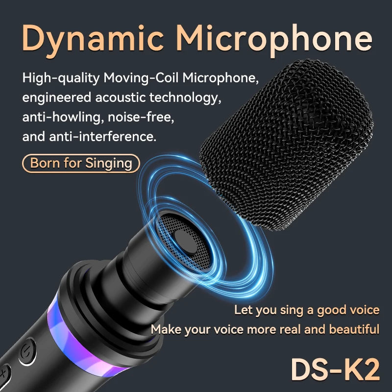 Karaoke Companion Wireless Microphone Dynamic Bluetooth 5.3 DSP Mixer System Machine RGB Colorful Light 3.5mm AUX Amplifier Host Oasis Select