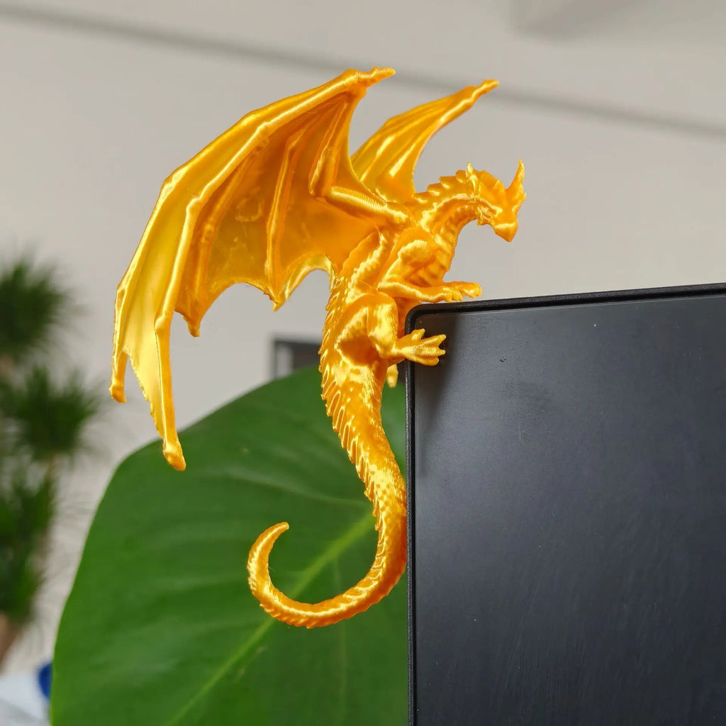 3D Printed Fantasy Climbing Dragon Figurine Dragon Monitor Desk Edge Ornaments Computer Screen Decor Sculpture Decorations Gifts Oasis Select