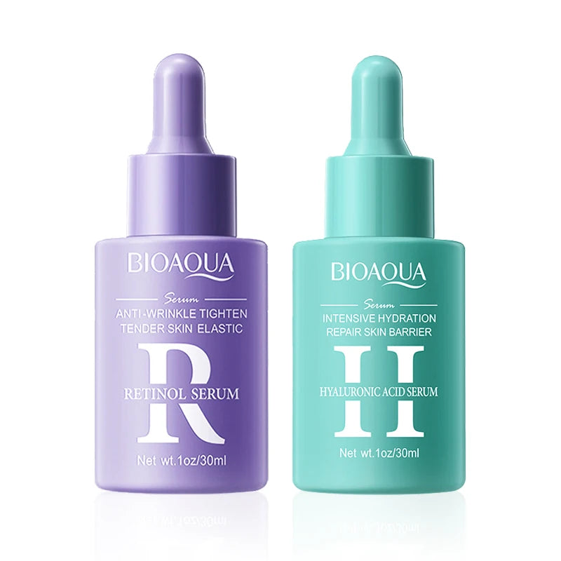 BIOAQUA Vitamin C Retinol Hyaluronic Acid Serum Set 2pcs Face Serum Set Oasis Select HA 1pcs Retinol 1pcs