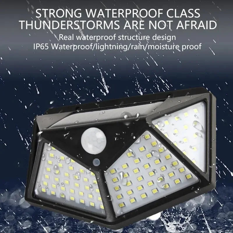 Motion Sensor 100LED Solar Wall Lamp Outdoor Waterproof Powered Street Light Garden Railing Decorative Lamp Sunlight Oasis Select