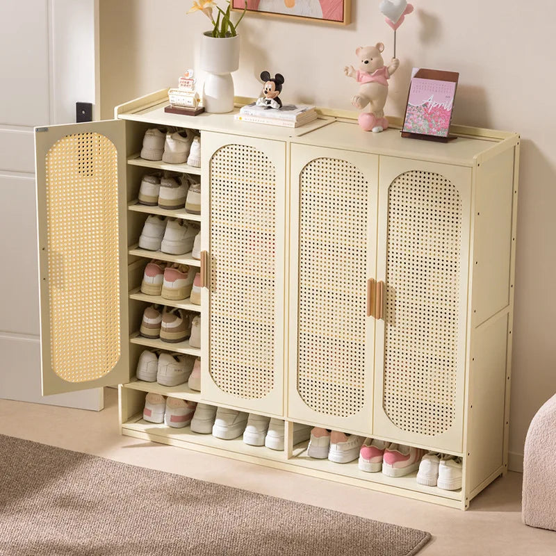 Cream wind arc door shoe cabinet living room household entrance entrance multi-layer shoe rack dormitory storage cabinet storage Oasis Select