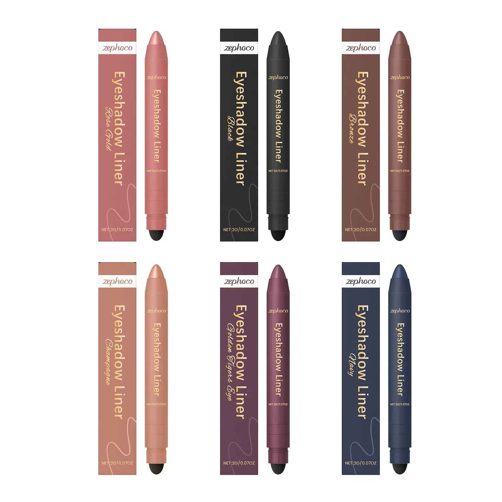 2 In1 Eyeshadow Liner Pen Matte Black Brown Waterproof Natural Long Lasting Silky Smooth Color-Rendering Professional Eye Makeup Oasis Select 6pcs boxed