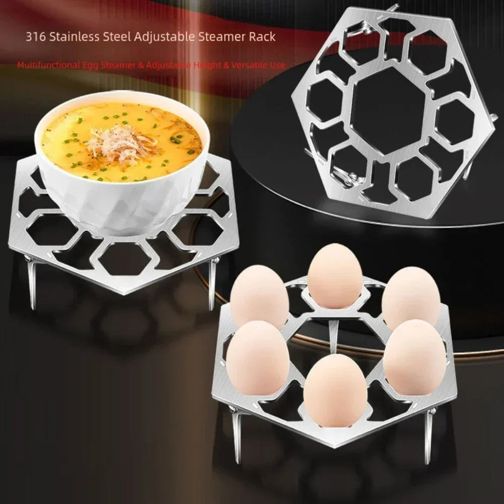 Stainless Steel Egg Steamer Rack Stackable Trays for Pot Cooking For Combo Multi Hole Design Suitable for Multiple Foods Oasis Select