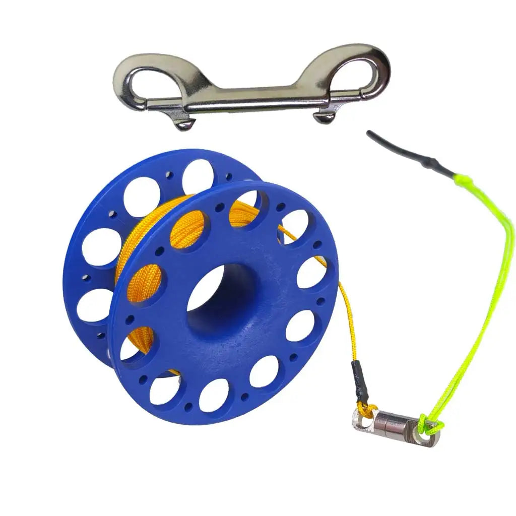 Scuba Diving Reel 30Meters Finger Reel with Dive Double-Ended Bolt Snap Clip Scuba Dive Finger Spool Reel for Snorkeling Diving Oasis Select