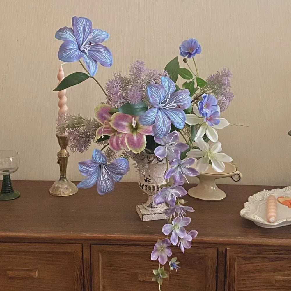 Purple Simulated Flower Simulated Artificial Flower Bouquet Silk Cloth Flowers Soft Monet Garden Flowers For Window Display Home Oasis Select