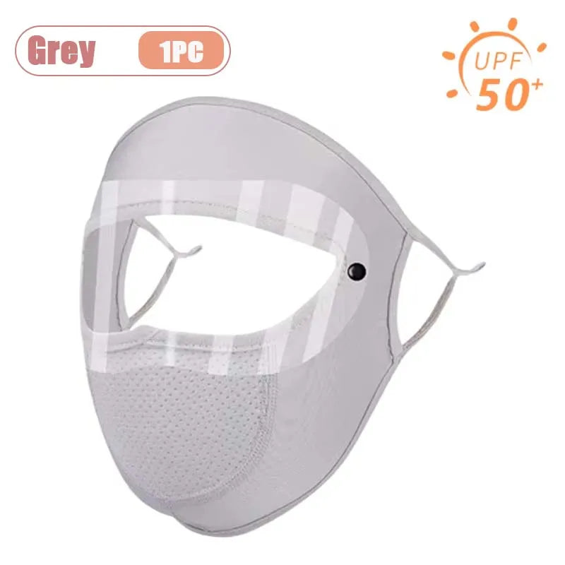 Dustproof Face Mask with Breathing Hole and Goggles Cycling Sun Protection Full Face Cover Ear Loop UV Shield for Outdoor Sports Oasis Select Grey-1PC