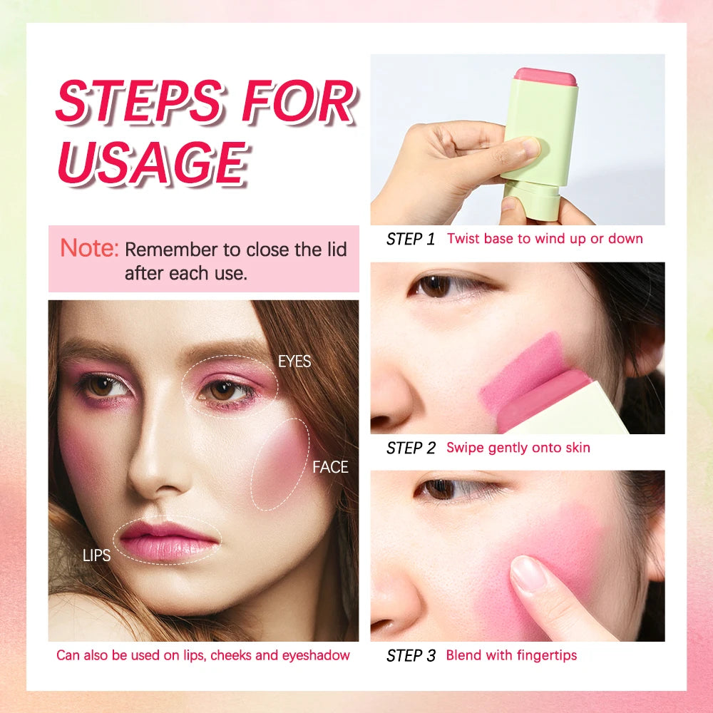 High Color Rotating Blush Cream Tinted Moisture Stick Naturally Long-lasting Moisturizing Waterproof Non-Removing Orange Blush Oasis Select