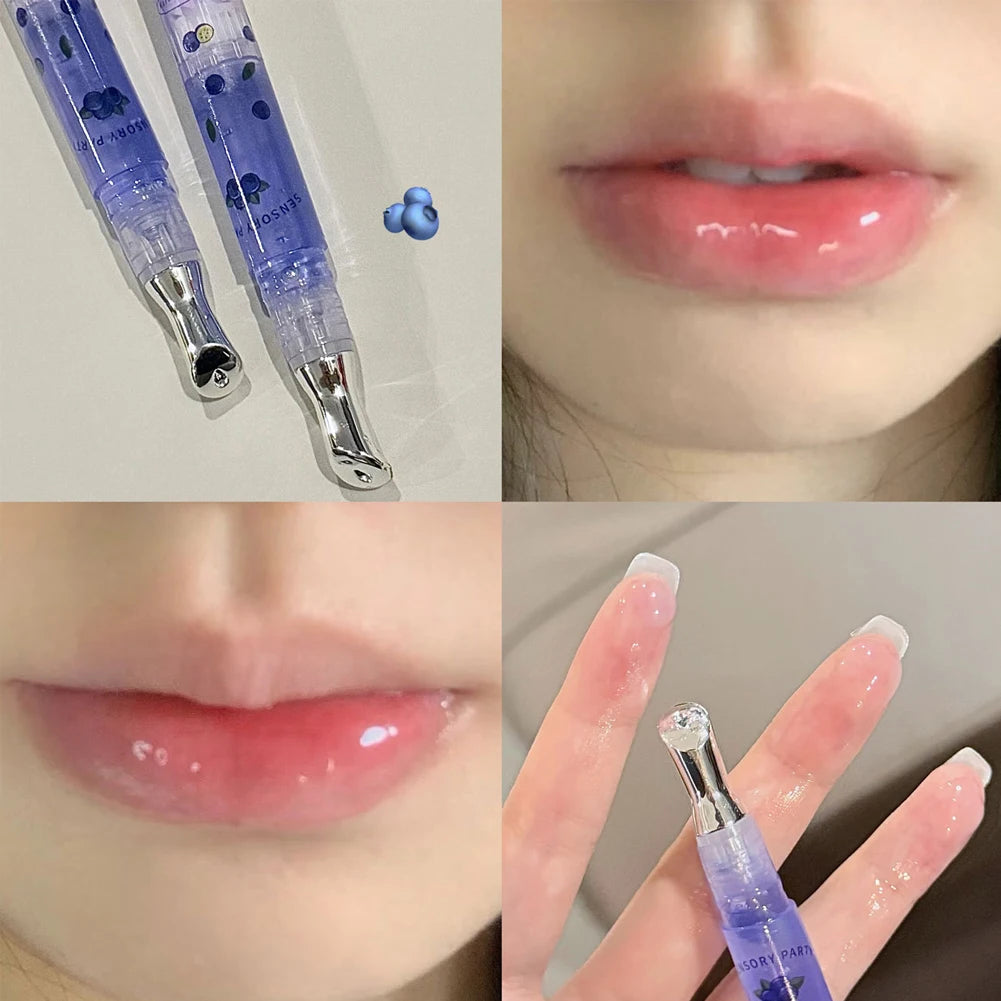 Hydrating Fruit Lip Oil Moisturising Non-sticky Plumping Grape Lip Gloss Honey Transparent Essence Lip Balm Cosmetics Care Oasis Select Blueberry Flavor