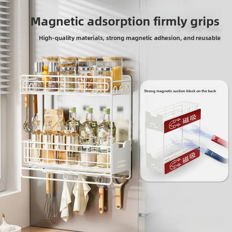 Kitchen, refrigerator rack, pullable refrigerator rack, washing machine hanger, magnetic seasoning, plastic wrap storage rack Oasis Select