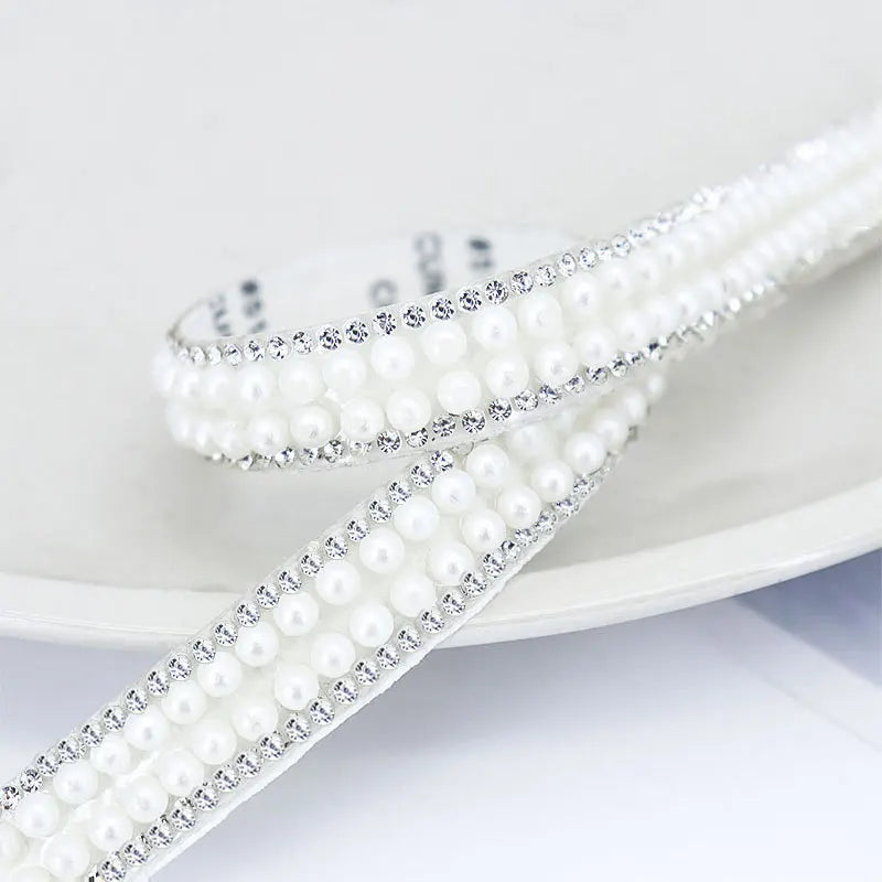 40cm Self Adhesive Artificial Pearl Rhinestone Sticker Crystal Diamond Ribbon DIY Decoration For Arts Crafts, Sewing, DIY Event Oasis Select E-Width 13mm