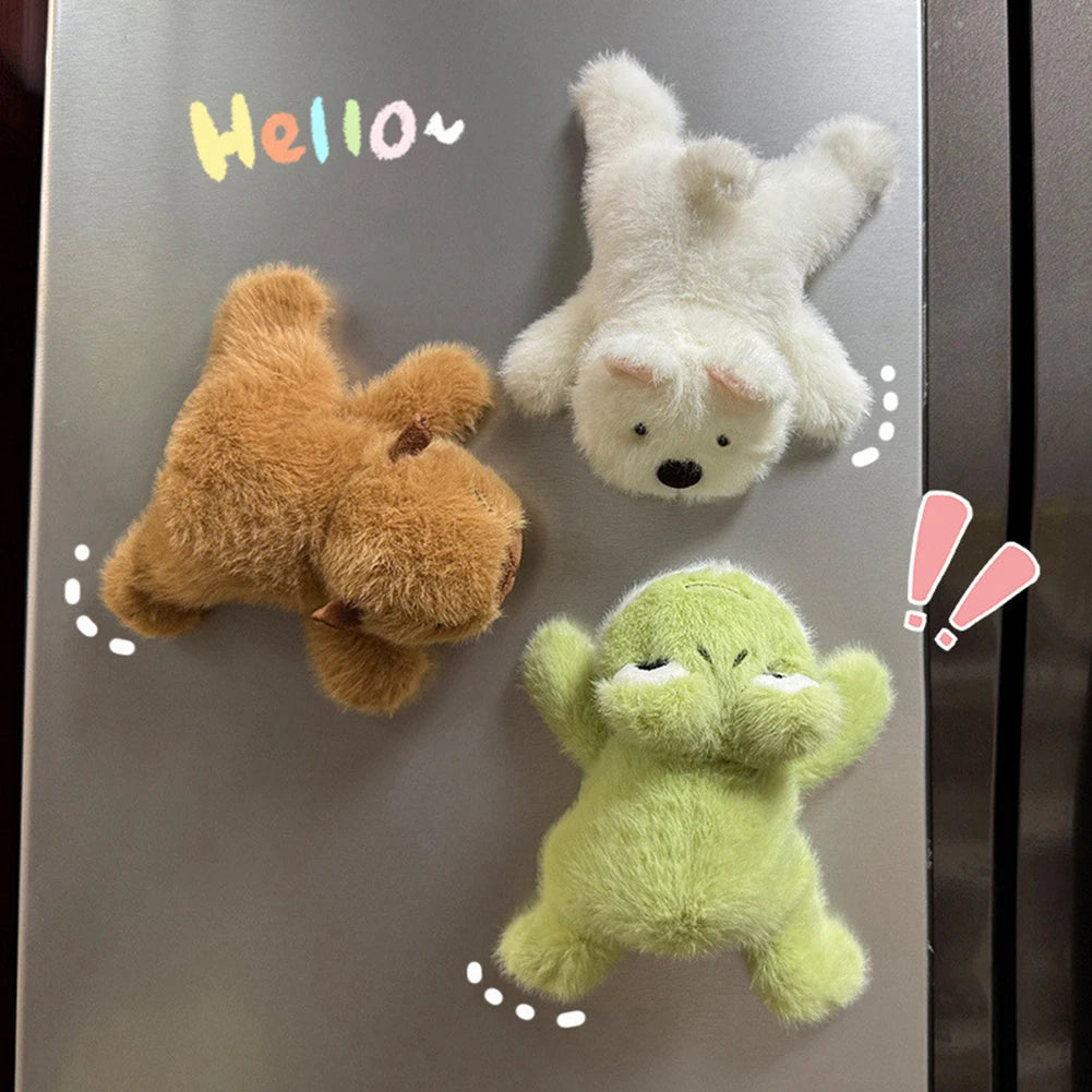 Plush Animal Fridge Magnets – Cute Cartoon Kids Decor