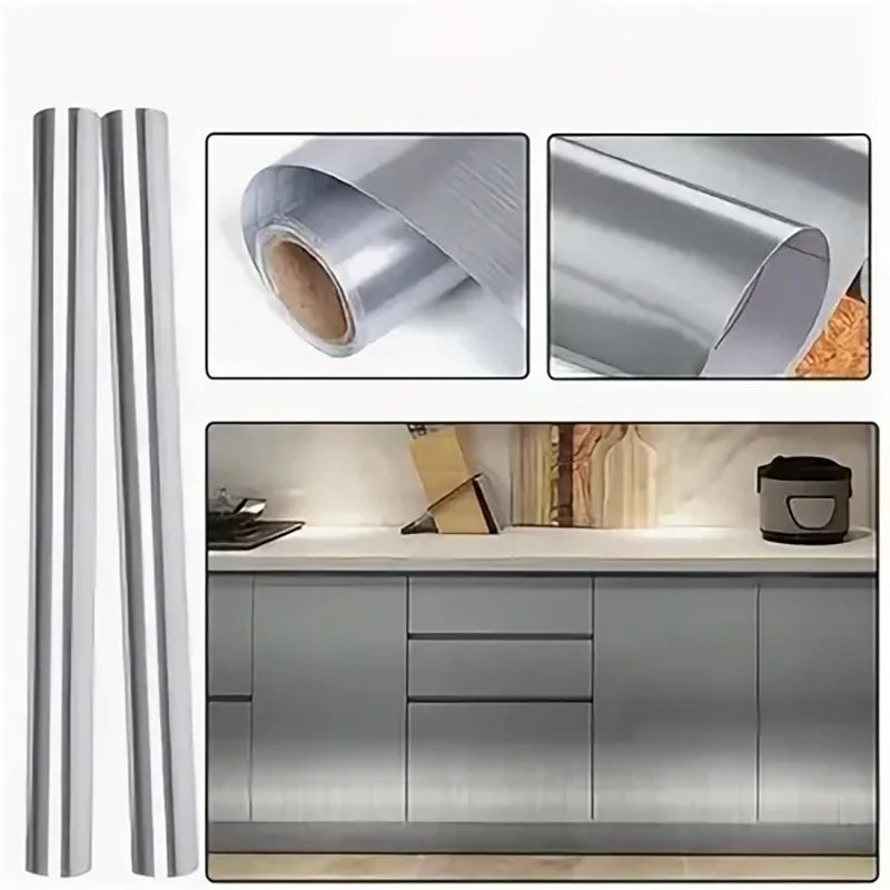40cm PVC Stainless Steel Removable Wallpaper Film Vinyl Material Waterproof And Oil-Proof Suitable For Kitchens And Elevators. Oasis Select