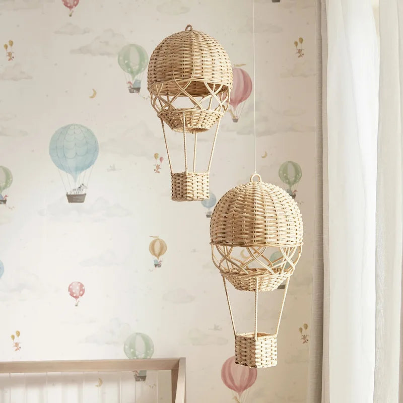 Nordic Style Children's Room Preschool Photography Agency Home Decor Items Hand-woven Rattan Hot Air Balloon Oasis Select 25x40cm 1PCS