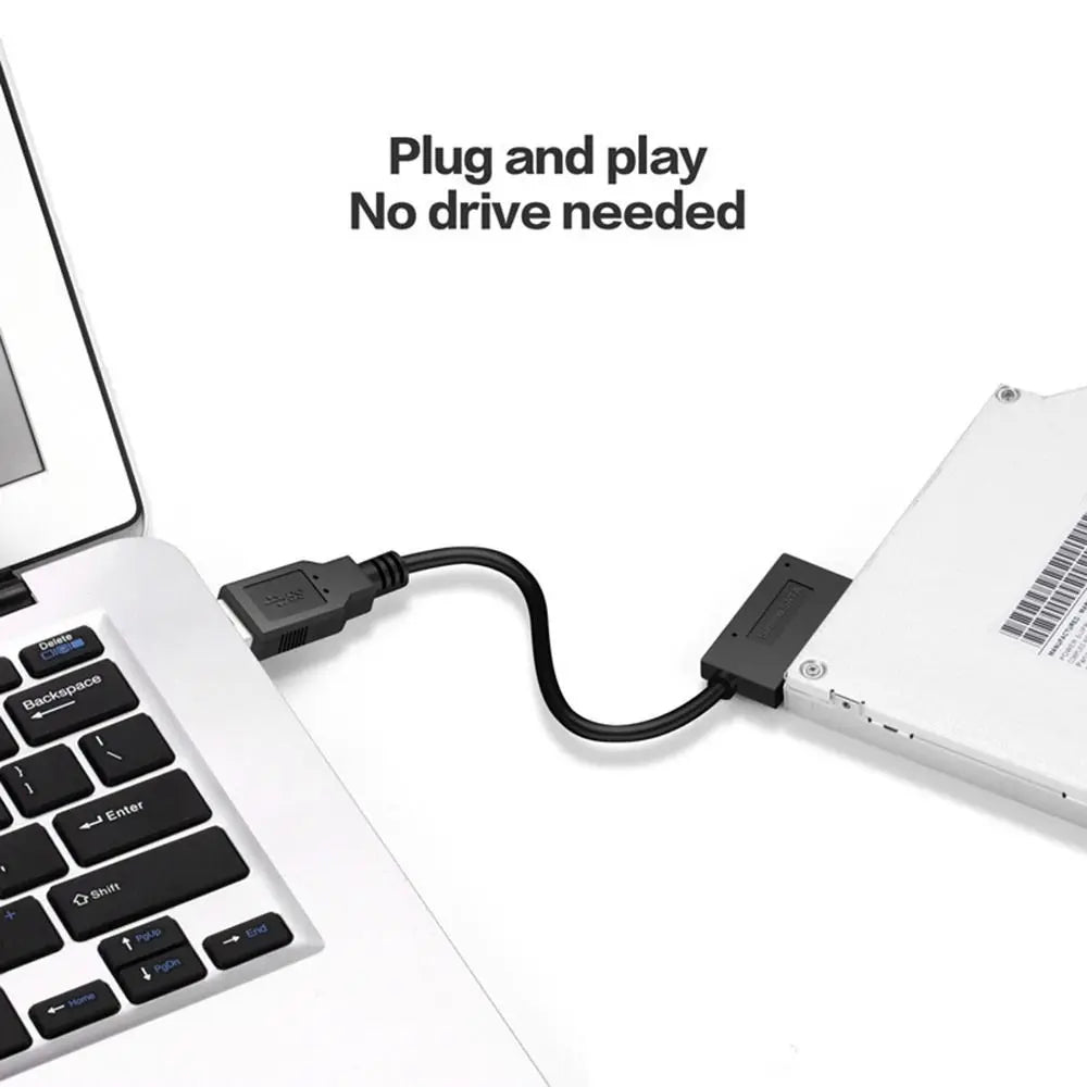 for Laptop CD/DVD Easy Drive Cord ROM Slimline Drive USB2.0 to Mini Sata Cable Converter Cable Adapter Cord Slimline Drive Wire Oasis Select black
