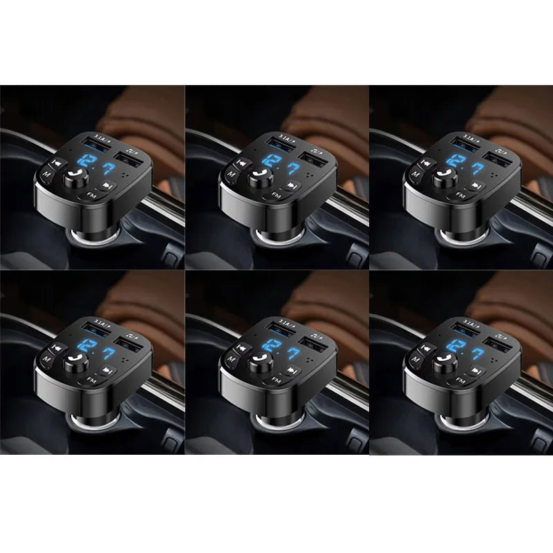 1/2/3/4/5/6pcs Car Bluetooth FM Transmitter Modulator Dual USB Charger Hands-Free Wireless Audio For Car FM Radio Music Player Oasis Select 6pcs