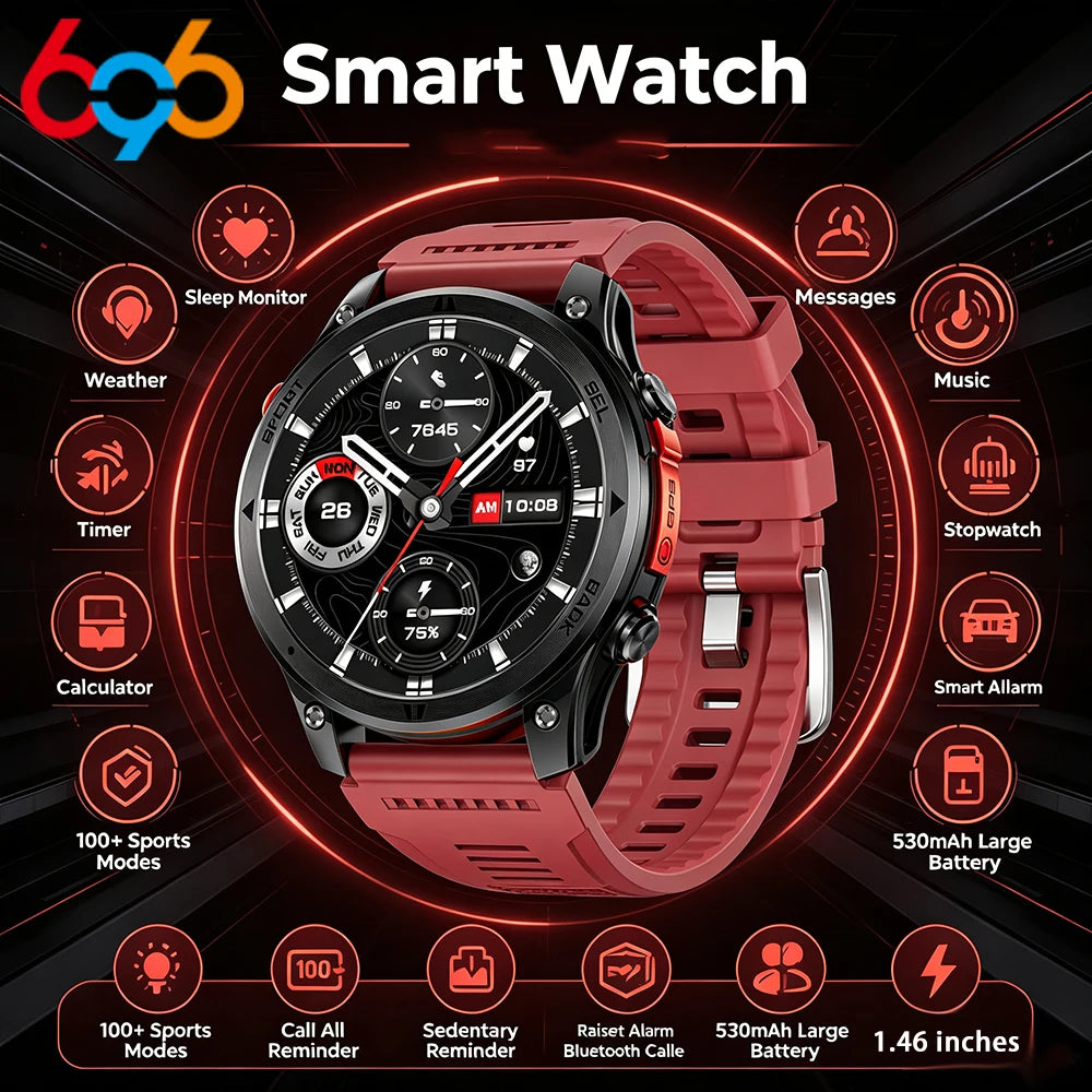 Outdoor GPS Path 1.46"100+ Multi-sport Mode BT Call Smart Watch IP68 Waterproof Sports Run Tracker Compass Smartwatch Men 530mAh Oasis Select